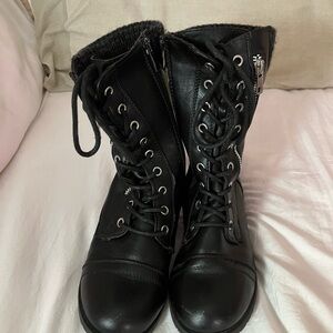 women's black lace-up boots
